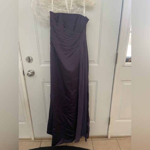 David's Bridal Strapless Purple Maxi Dress - Picture 1 of 2